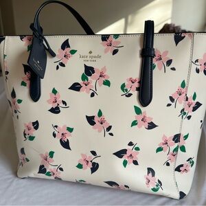 Kate Spade Cream Tote with Pink Floral Design